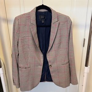 J. Crew Gray and Red Plaid Blazer